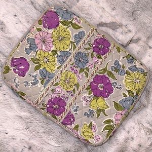 Vera Bradley Grey and Purple Floral Print Large Laptop Sleeve